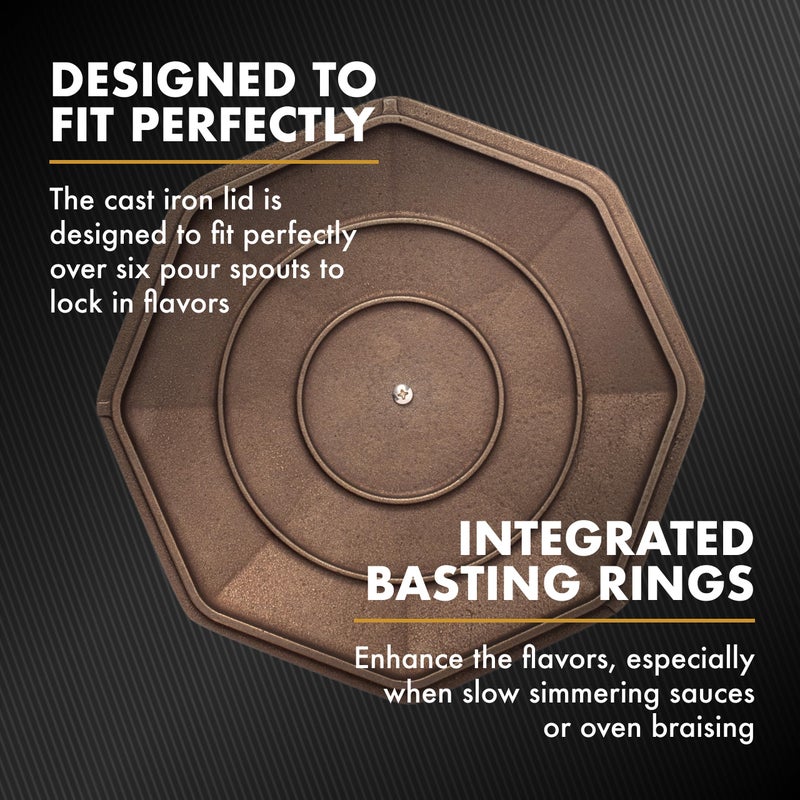 FINEX 12" Cast Iron Skillet Lid with Brass Handle, Modern Heirloom, Handcrafted in the USA, Pre-seasoned with Organic Flaxseed Oil - Image 4